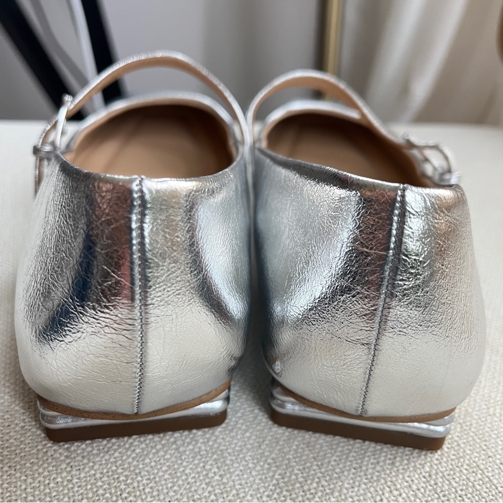 Franco Sarto Tinsley Square Toe Silver Mary Jane Flats Sz 7 - Picture 7 of 11